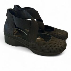 Dansko Laura Black Perforated Nubuck Leather Wedge Shoes Women’s US 6.5-7 EU 37